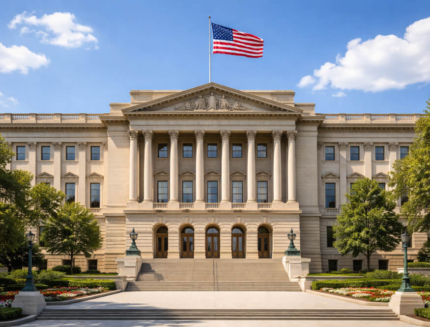 Government Building with Flag Government Building with Flag